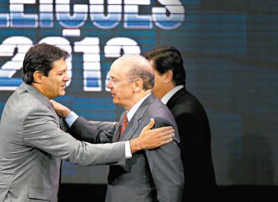 Haddad e Serra antes do debate