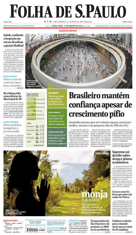 Capa Folha de S.Paulo - Edição Nacional