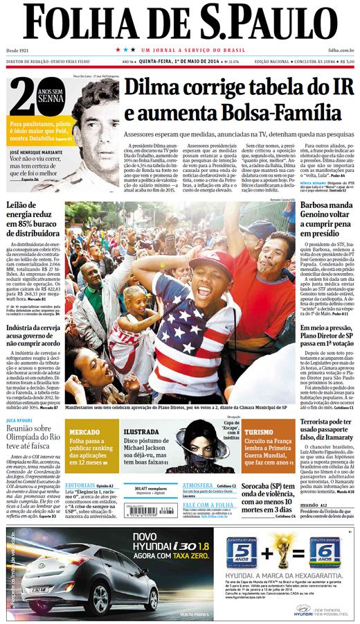 Capa Folha de S.Paulo - Edição Nacional