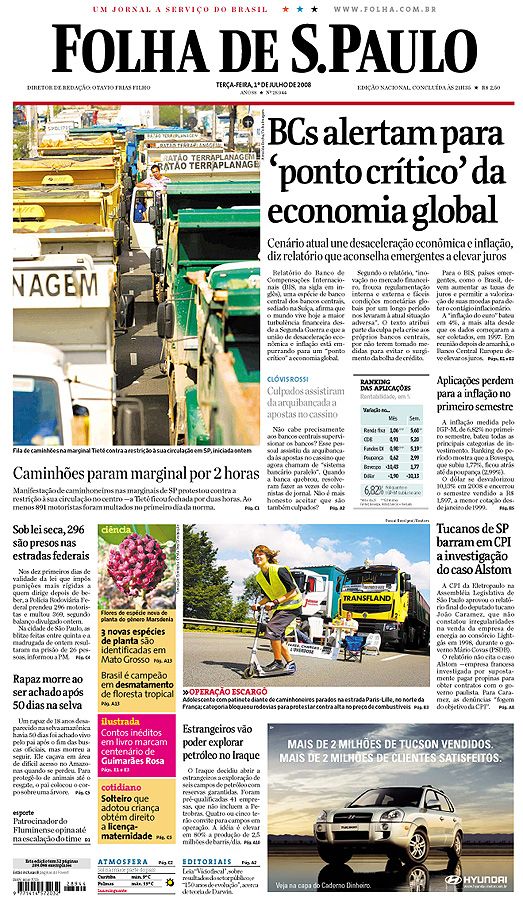 Capa Folha de S.Paulo - Edio Nacional