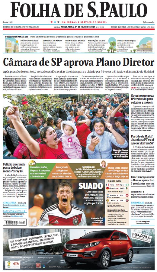 Capa Folha de S.Paulo - Edição Nacional