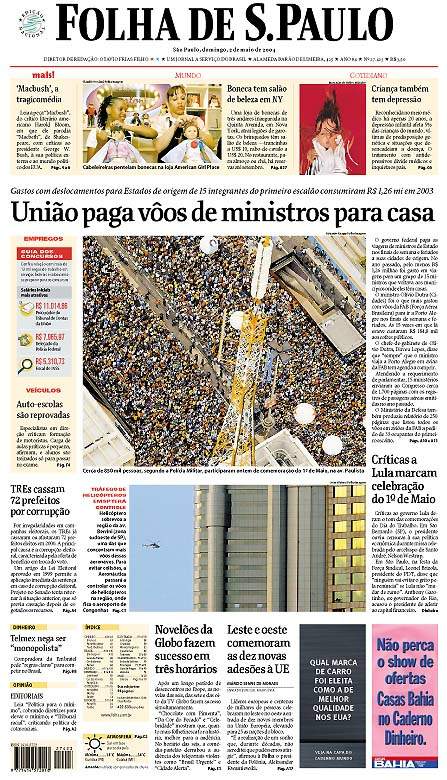 Capa Folha de S.Paulo - Edição São Paulo