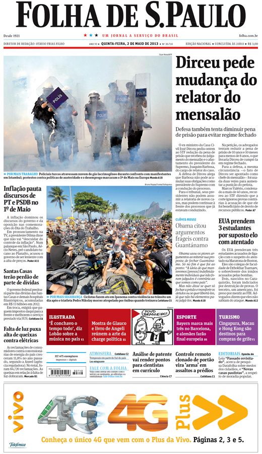 Capa Folha de S.Paulo - Edição Nacional