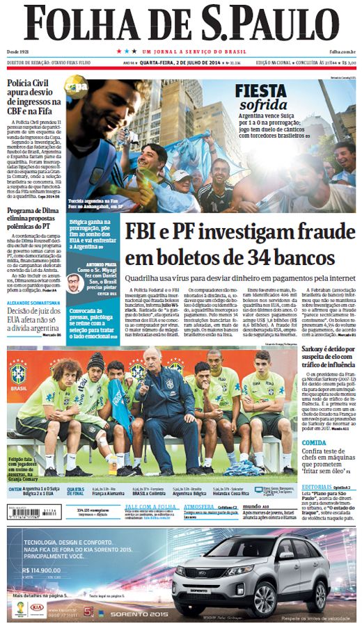 Capa Folha de S.Paulo - Edição Nacional