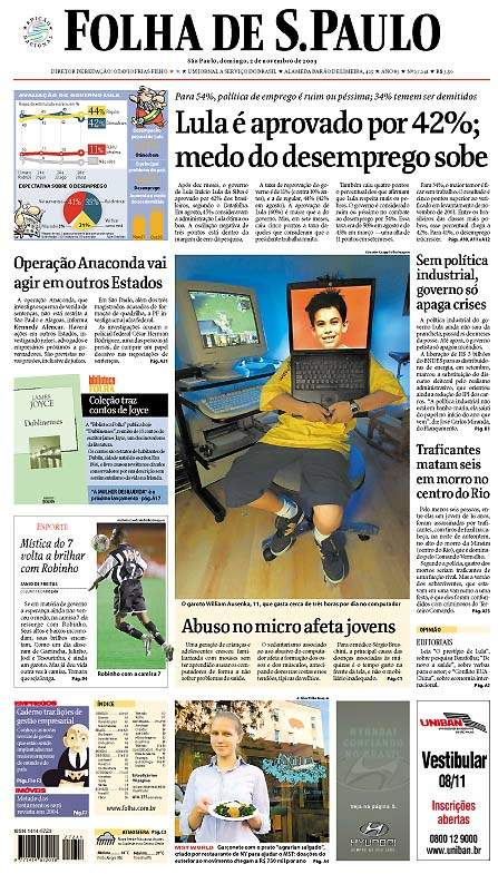 Capa Folha de S.Paulo - Edição São Paulo