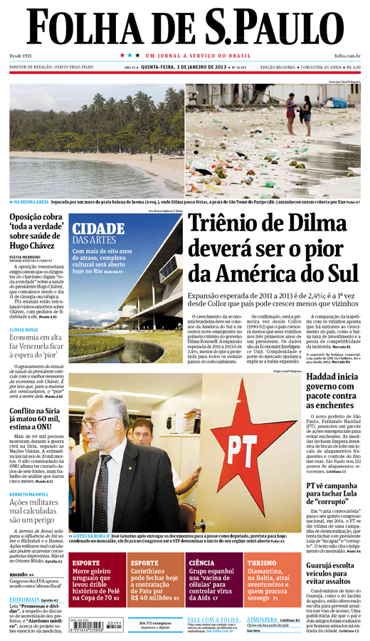 Capa Folha de S.Paulo - Edição Nacional