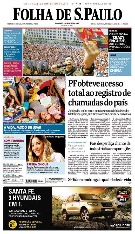 Capa Folha de S.Paulo - Edio Nacional