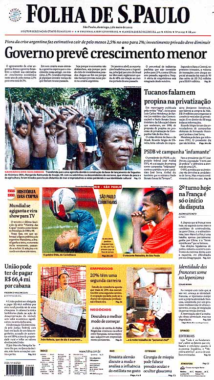 Capa Folha de S.Paulo - Edição São Paulo