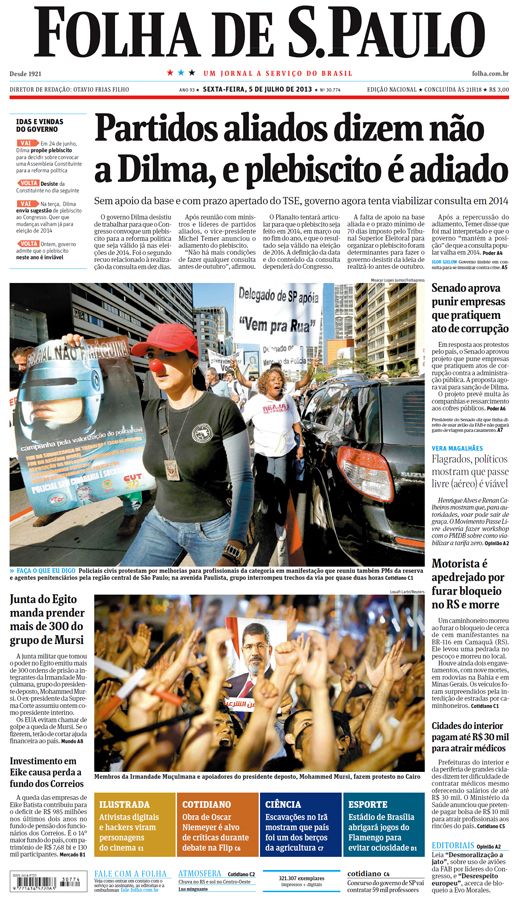 Capa Folha de S.Paulo - Edição Nacional