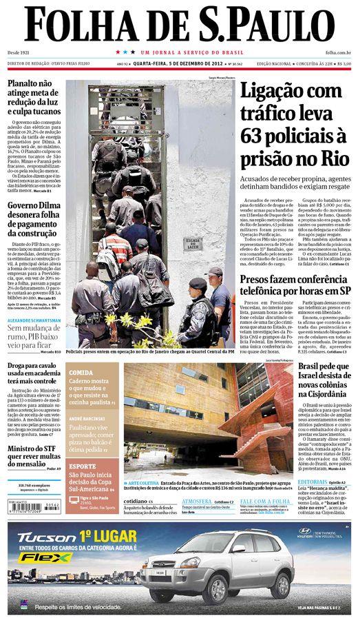 Capa Folha de S.Paulo - Edição Nacional