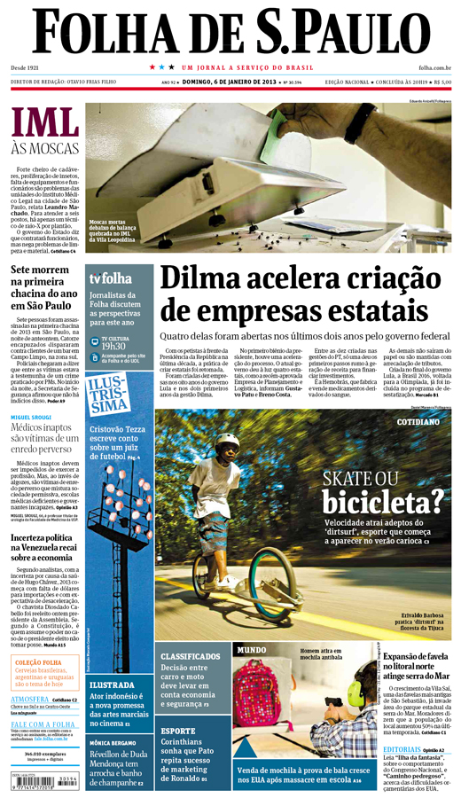 Capa Folha de S.Paulo - Edição Nacional