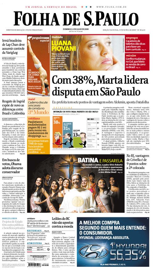 Capa Folha de S.Paulo - Edio Nacional