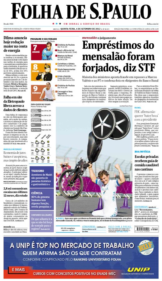 Capa Folha de S.Paulo - Edio Nacional