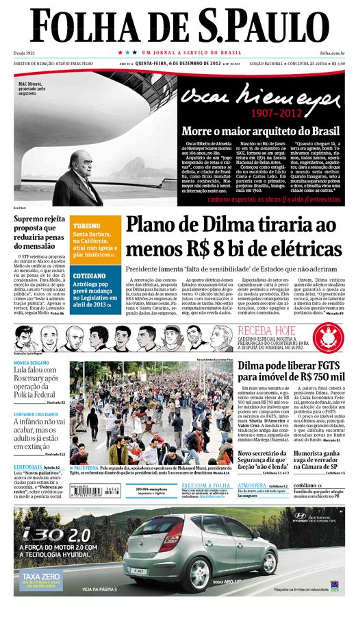 Capa Folha de S.Paulo - Edição Nacional