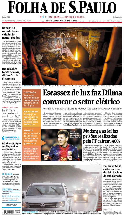 Capa Folha de S.Paulo - Edição Nacional