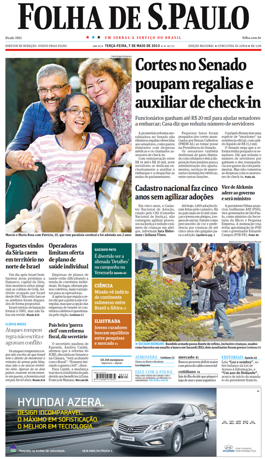 Capa Folha de S.Paulo - Edição Nacional