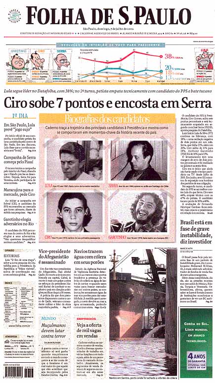 Capa Folha de S.Paulo - Edição São Paulo