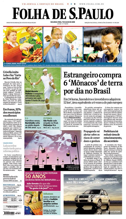 Capa Folha de S.Paulo - Edio Nacional