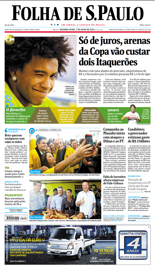 Capa Folha de S.Paulo - Edição Nacional