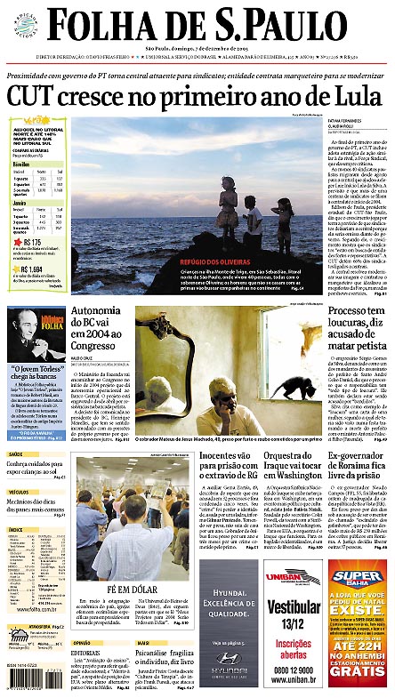 Capa Folha de S.Paulo - Edição São Paulo