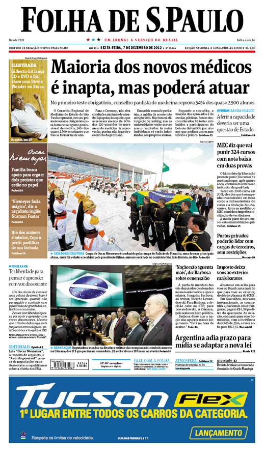 Capa Folha de S.Paulo - Edição Nacional