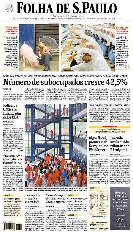 Capa Folha de S.Paulo - Edição São Paulo