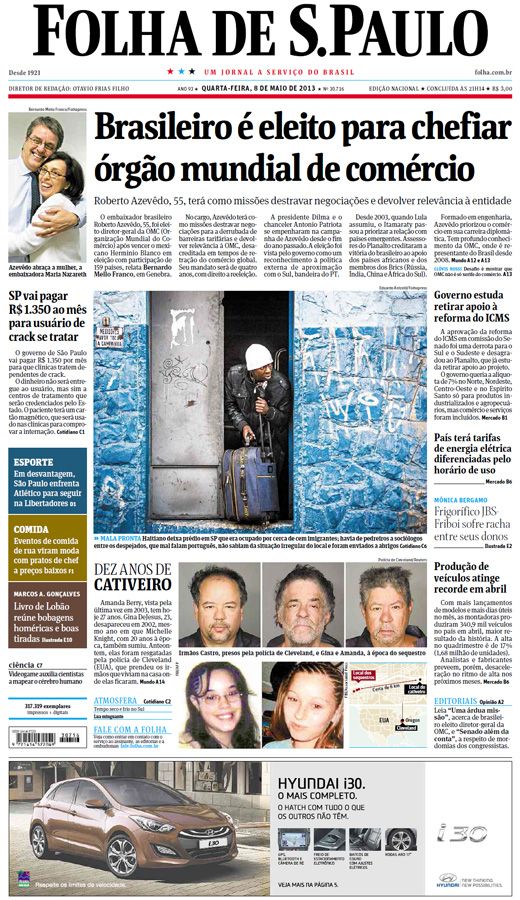 Capa Folha de S.Paulo - Edição Nacional