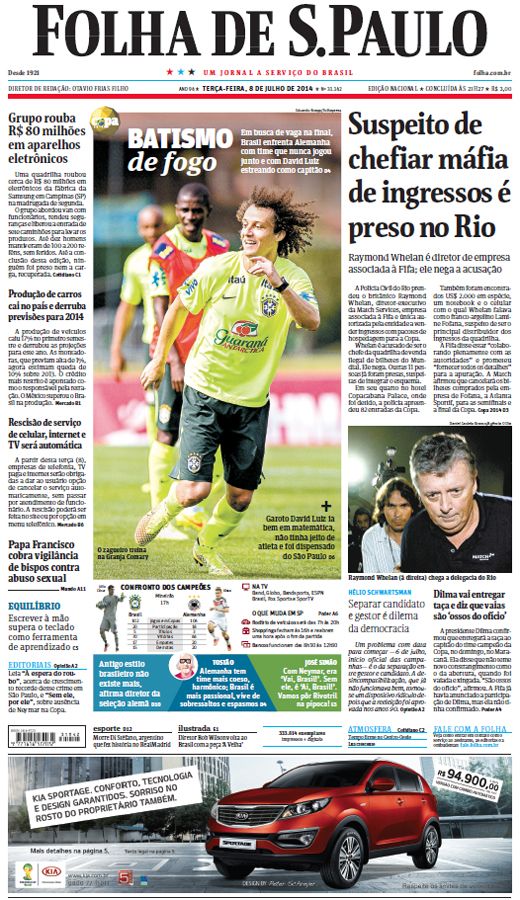 Capa Folha de S.Paulo - Edição Nacional