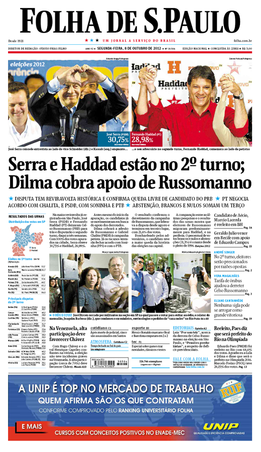 Capa Folha de S.Paulo - Edio Nacional