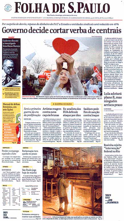 Capa Folha de S.Paulo - Edição São Paulo