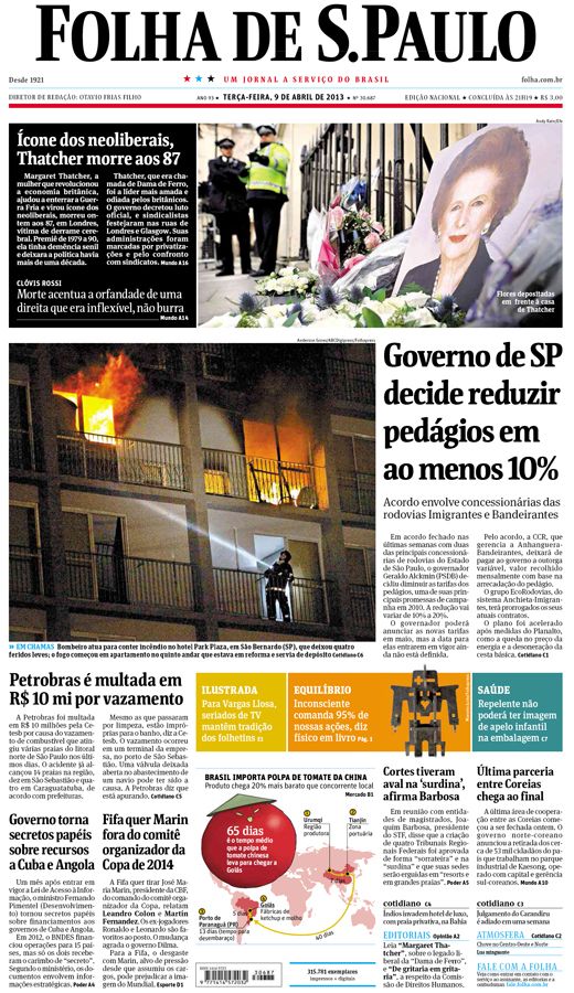 Capa Folha de S.Paulo - Edição Nacional