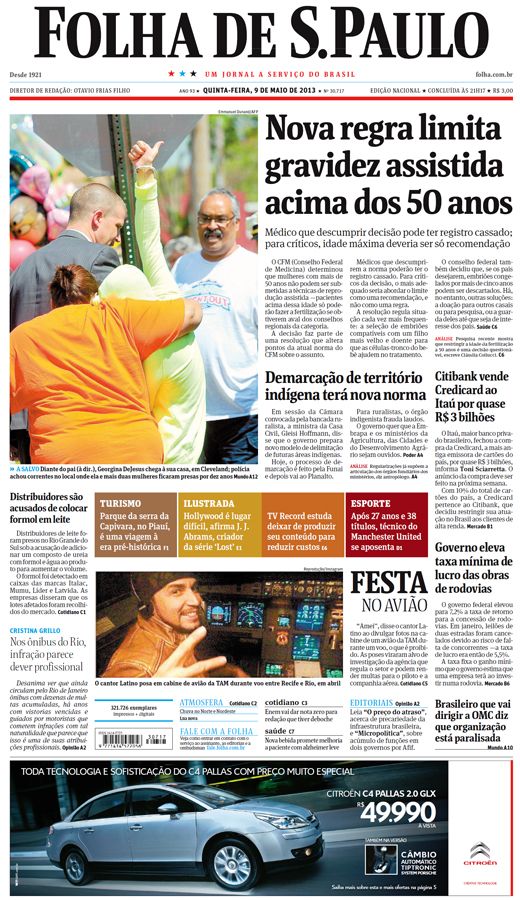 Capa Folha de S.Paulo - Edição Nacional