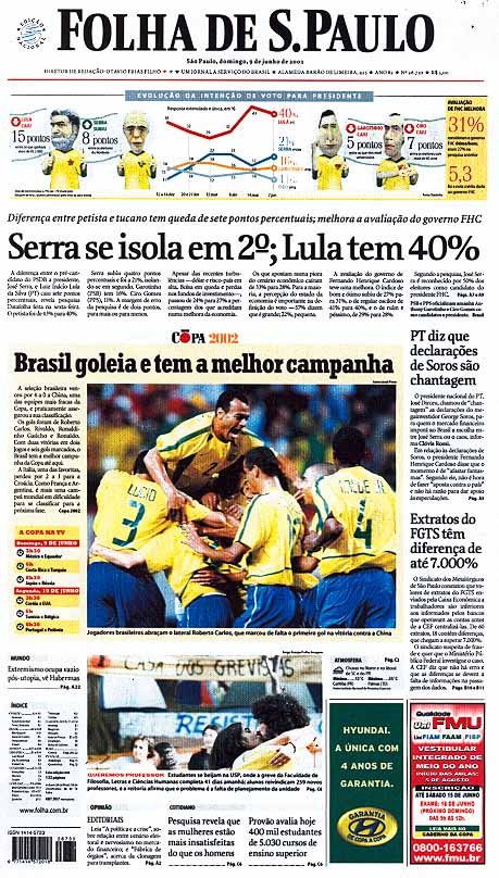 Capa Folha de S.Paulo - Edição São Paulo