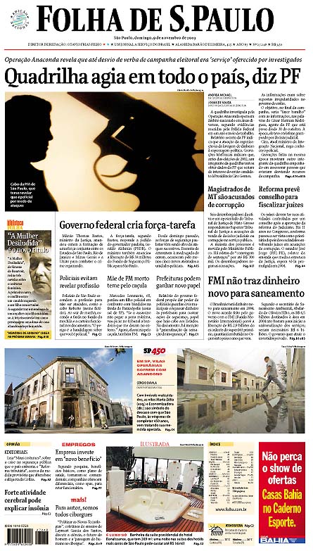 Capa Folha de S.Paulo - Edição São Paulo