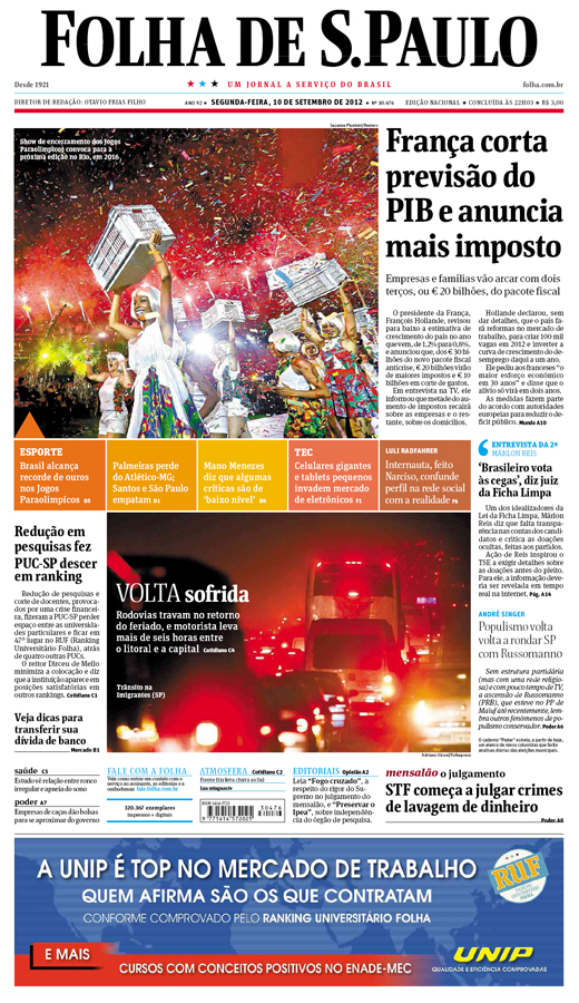 Capa Folha de S.Paulo - Edio Nacional