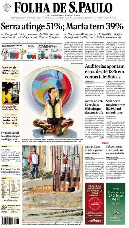 Capa Folha de S.Paulo - Edição São Paulo