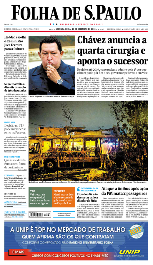 Capa Folha de S.Paulo - Edição Nacional