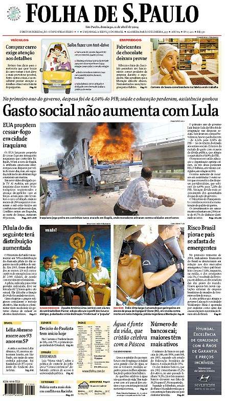 Capa Folha de S.Paulo - Edição São Paulo