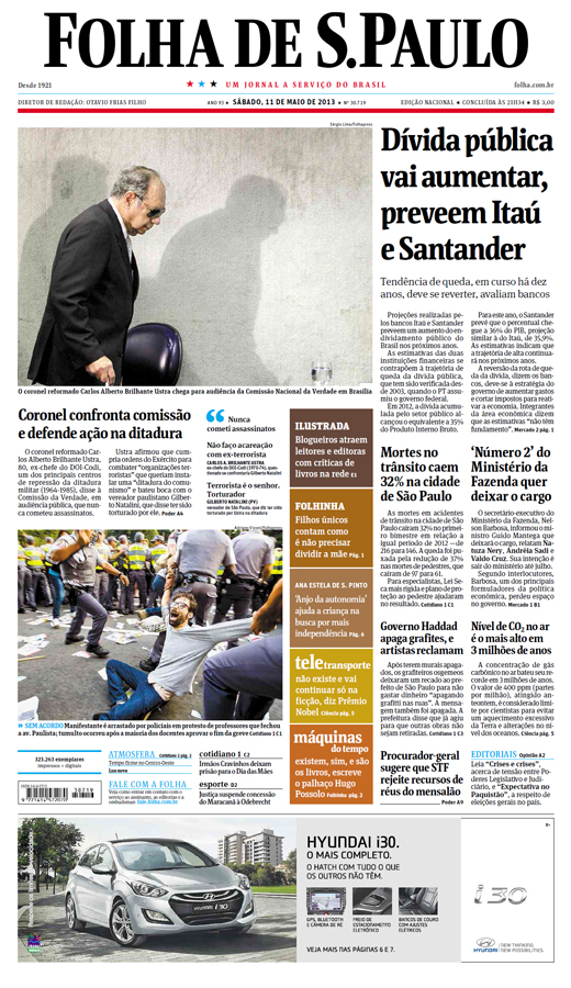 Capa Folha de S.Paulo - Edição Nacional