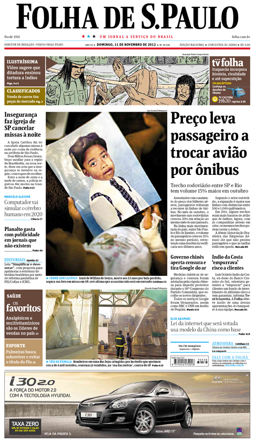 Capa Folha de S.Paulo - Edição Nacional