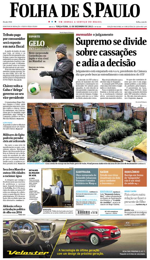 Capa Folha de S.Paulo - Edição Nacional