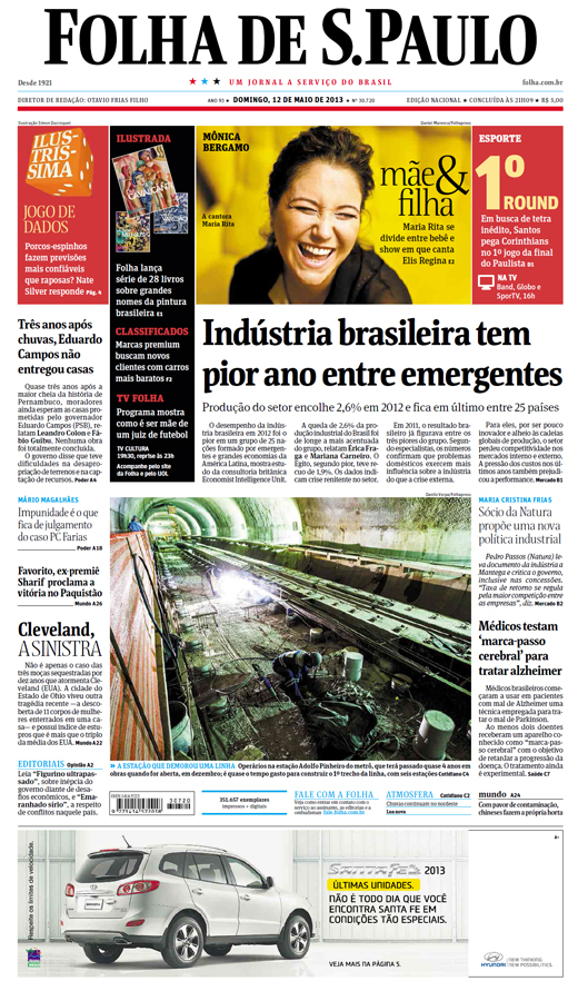 Capa Folha de S.Paulo - Edição Nacional