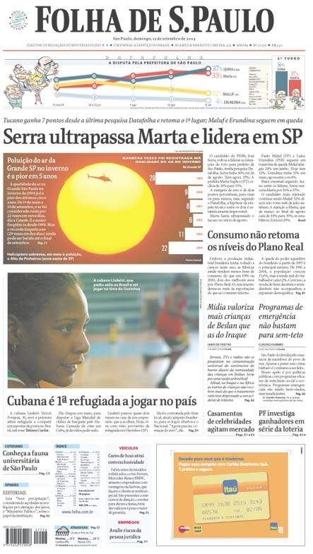 Capa Folha de S.Paulo - Edição São Paulo