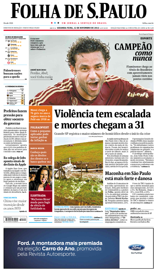 Capa Folha de S.Paulo - Edição Nacional