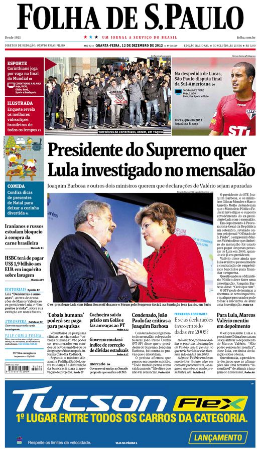 Capa Folha de S.Paulo - Edição Nacional