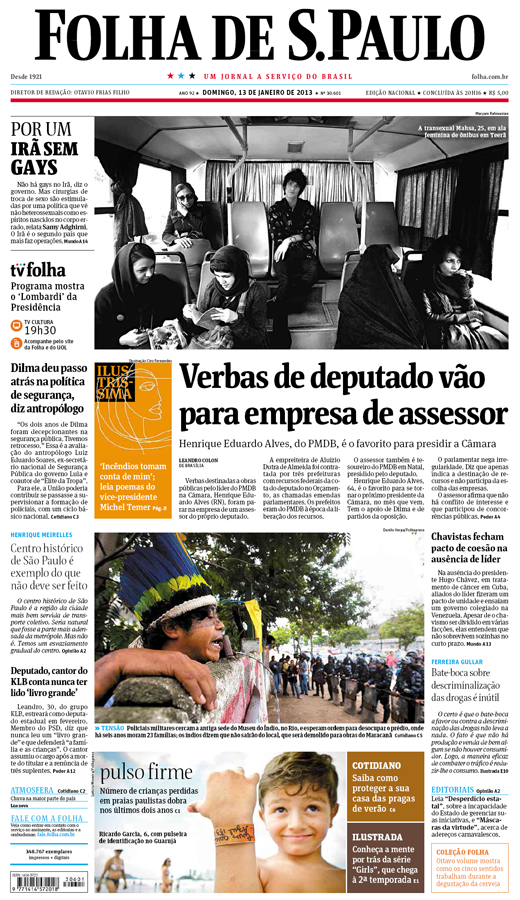 Capa Folha de S.Paulo - Edição Nacional