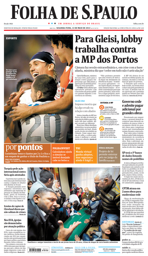 Capa Folha de S.Paulo - Edição Nacional