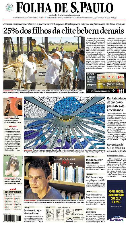 Capa Folha de S.Paulo - Edição São Paulo