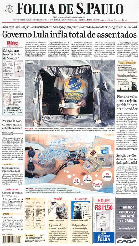 Capa Folha de S.Paulo - Edição São Paulo