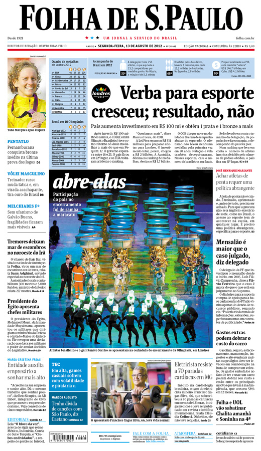 Capa Folha de S.Paulo - Edio Nacional